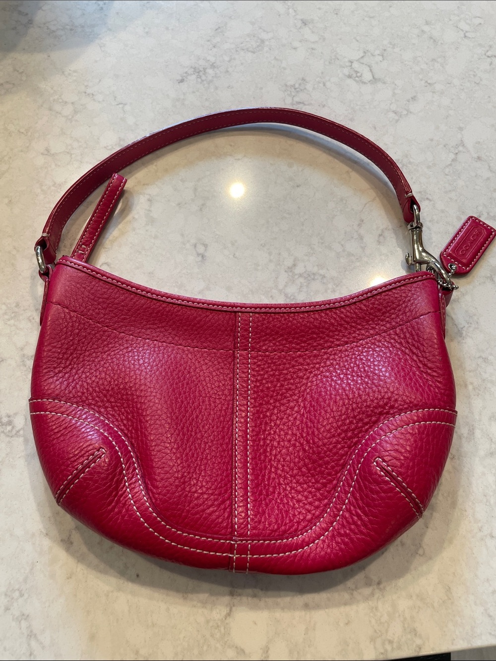 Vintage Coach Pebbled Leather Shoulder Bag — Fushia Pink